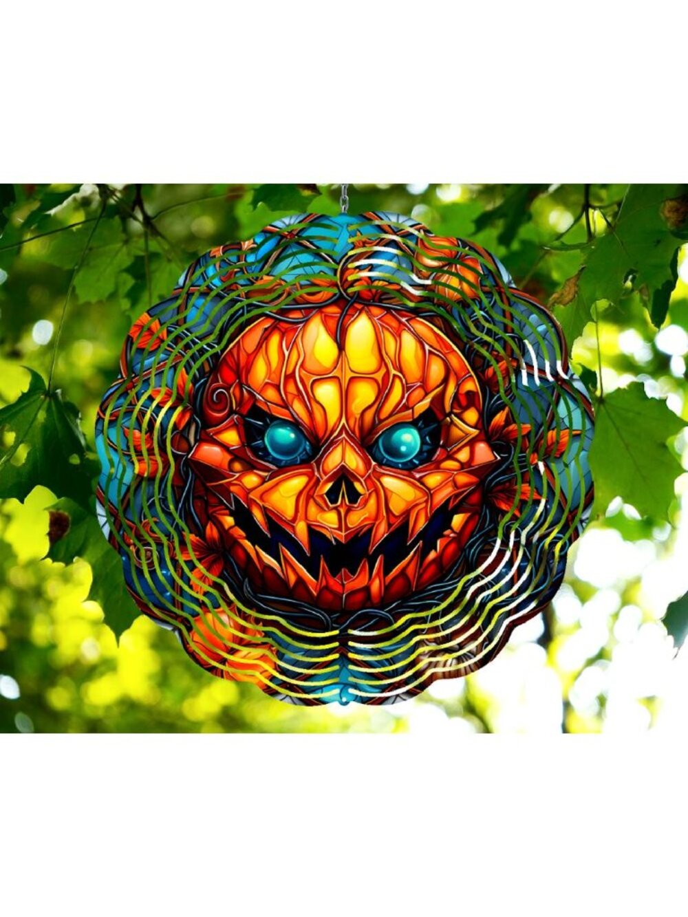 10 Inch Pumpkin Halloween Thanksgiving Wind Spinner Yard Decor Aluminum RWS-283